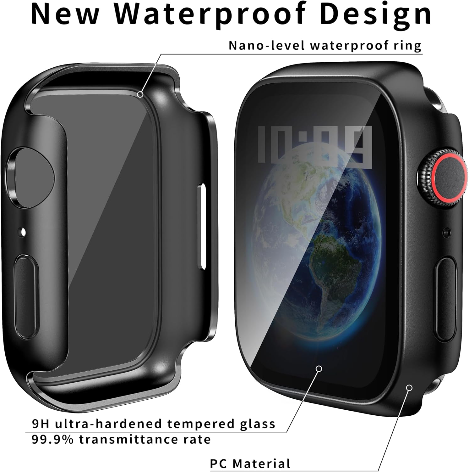 Waterproof Privacy Case Compatible with Apple Watch Series 11 10 46mm with Anti-peep Screen Protector, iWatch Face Cover Protective Bumper for iWatch Case 46mm Black thumbnail