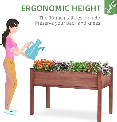 Miniatura 41 de Cama de jardín elevada de 31 x 16 x 31 pulgadas con patas, maceta de madera elevada para plantas al aire libre, flores, frutas, verduras y hierbas