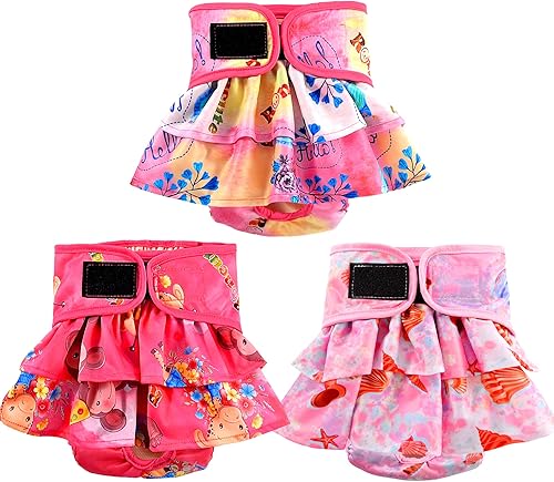 Miniatura 1 de Roncute Paquete de 3 pañales lavables para perras pañales reutilizables de alta absorción bragas para cachorros sin fugas para niñas y perritas en
