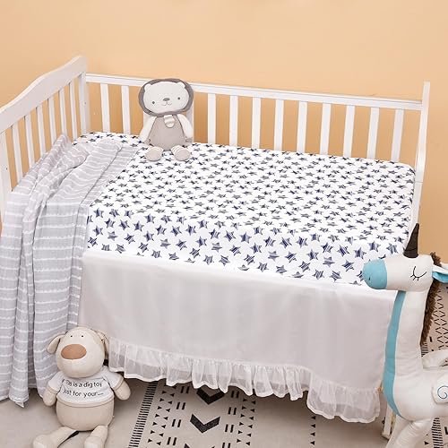 Miniatura 3 de PHF Paquete de 3 sábanas suaves para cuna, sábanas espaciales sedosas Pack N Play para bebés, niños y niñas, ajuste universal para Pack N Play,