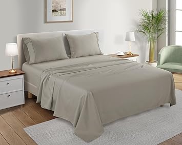 300 Thread Count 100% Organic Cotton Twin Sheets Set for Twin Mattress, 15" Deep Pocket Sheets, No Pilling & Shrinkage, Machine Washable Fade Resistant Luxury Hotel Bedding – Silver