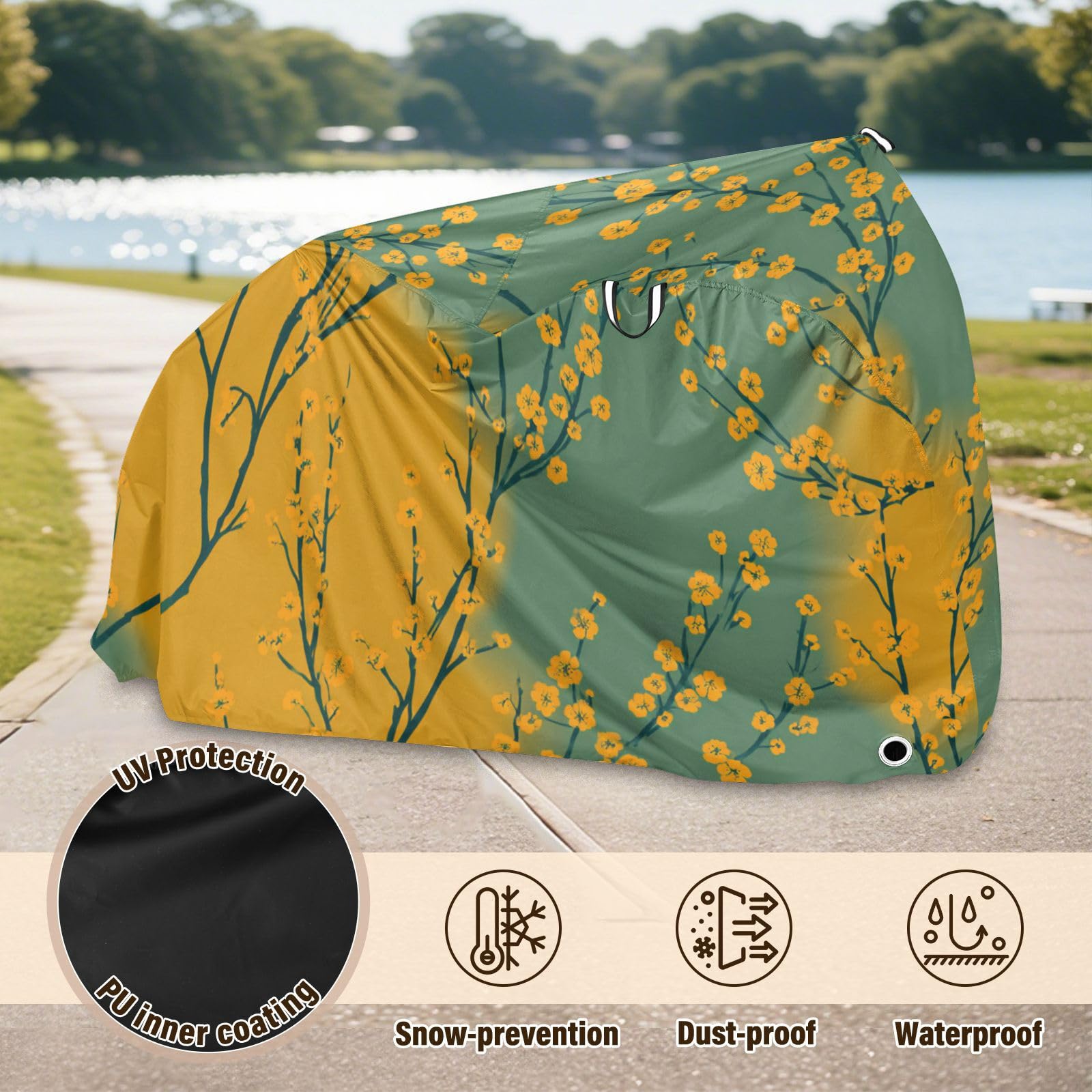 Housse de vélo imperméable avec trous de verrouillage pour intérieur et extérieur - Convient à la plupart des cobertor para bicicletas para lluvia y sol