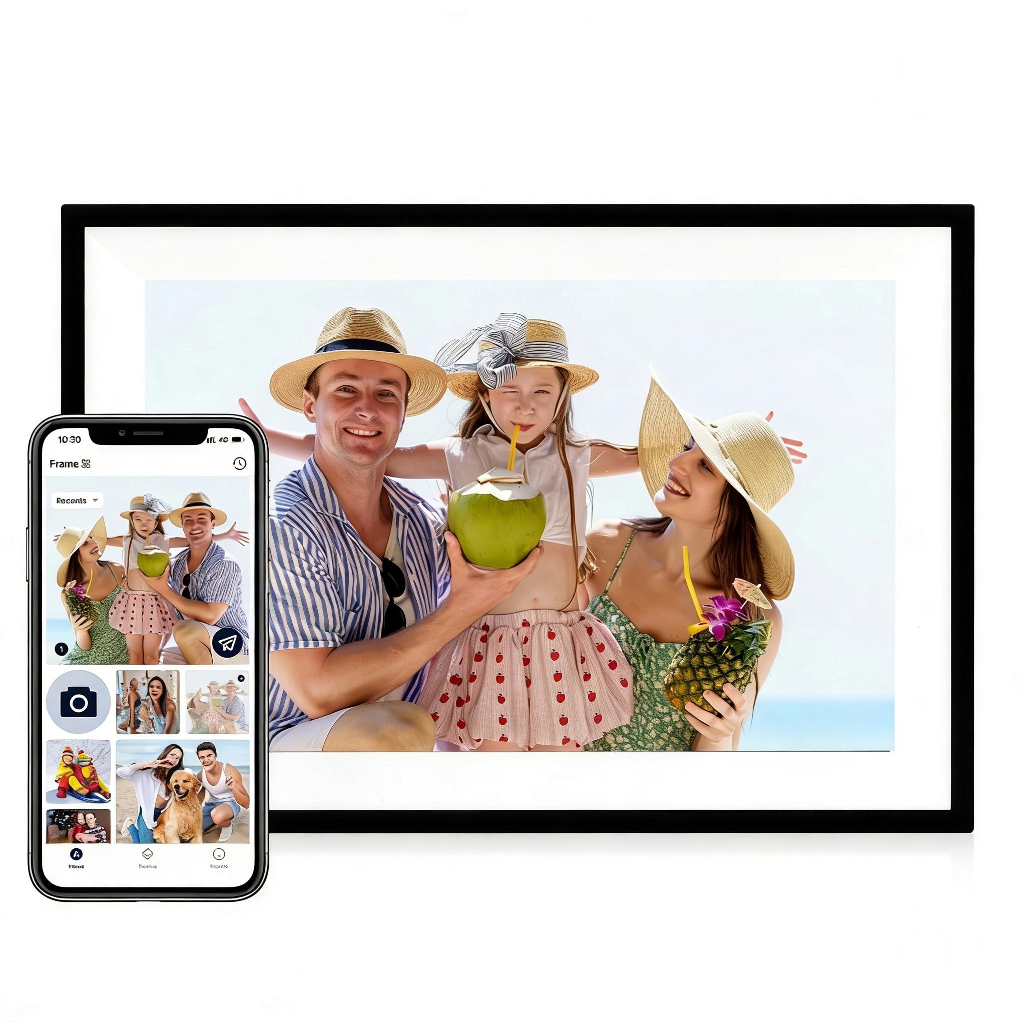 Marcos Fotos Digitales de 8 In con Pantalla Táctil IPS en Alta Definición, 8 GB RAM y Capacidad de Compartir Fotos y Videos Mediante la App AiMOR