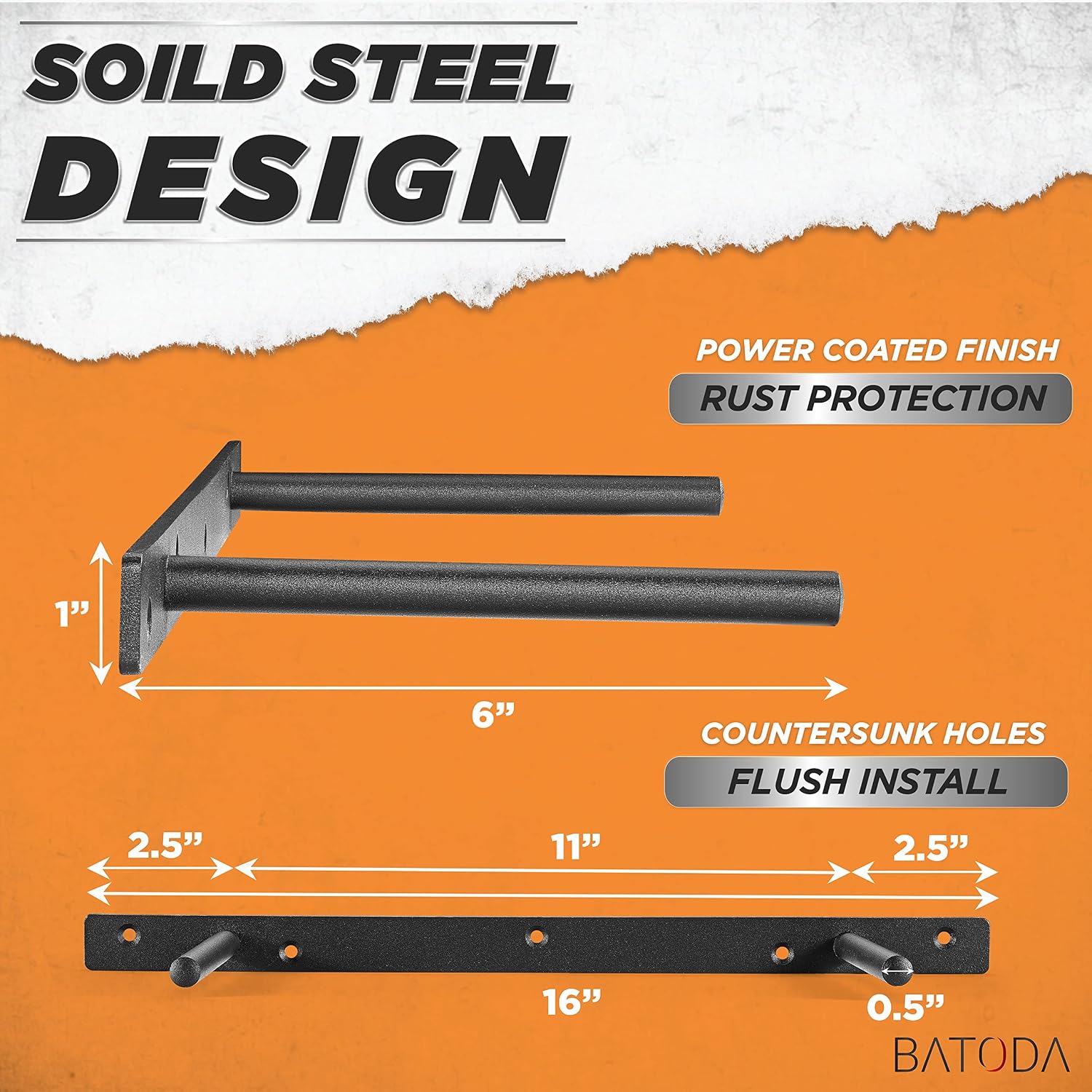 BATODA - 16" Heavy Duty Floating Shelf Bracket (2 pcs)–Solid Steel Blind Shelf Supports - Hidden Brackets for Floating Wood Shelves - Blind Shelf Support - Shelving Mounting Hardware Included (Pack 2)