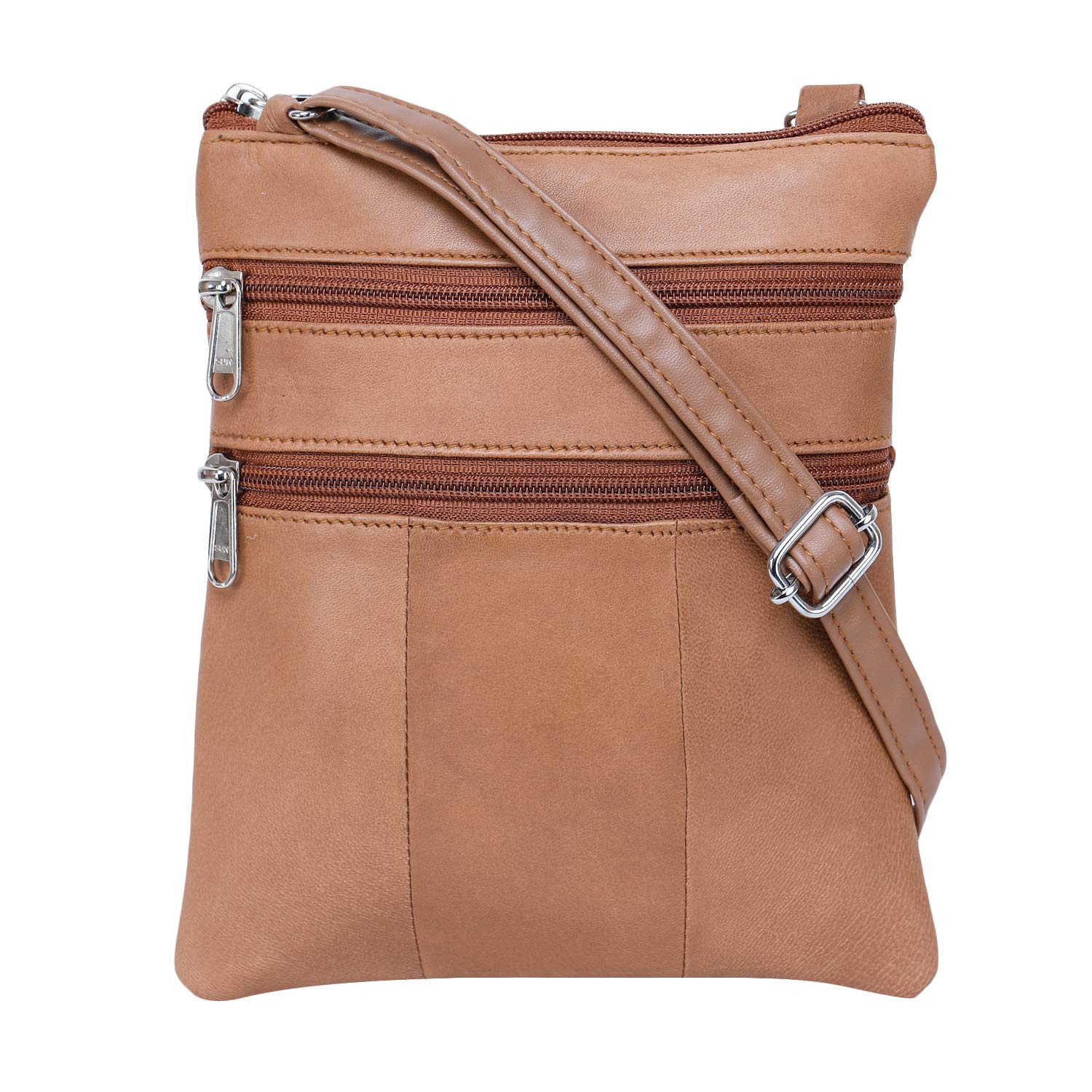 k london Medium Sized Real Leather Messenger Sling Bag Unisex Cross Body Bag for Men,Women & Girls (Tan) (17003_tan)-picture-41
