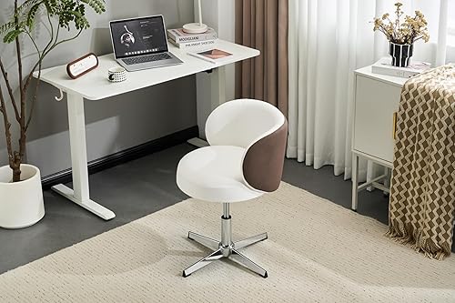 Miniatura 7 de VINGLI Bonita silla de escritorio giratoria pequeña, cómoda, sin ruedas, soporte lumbar ergonómico con respaldo bajo, para tocador, tecnología de