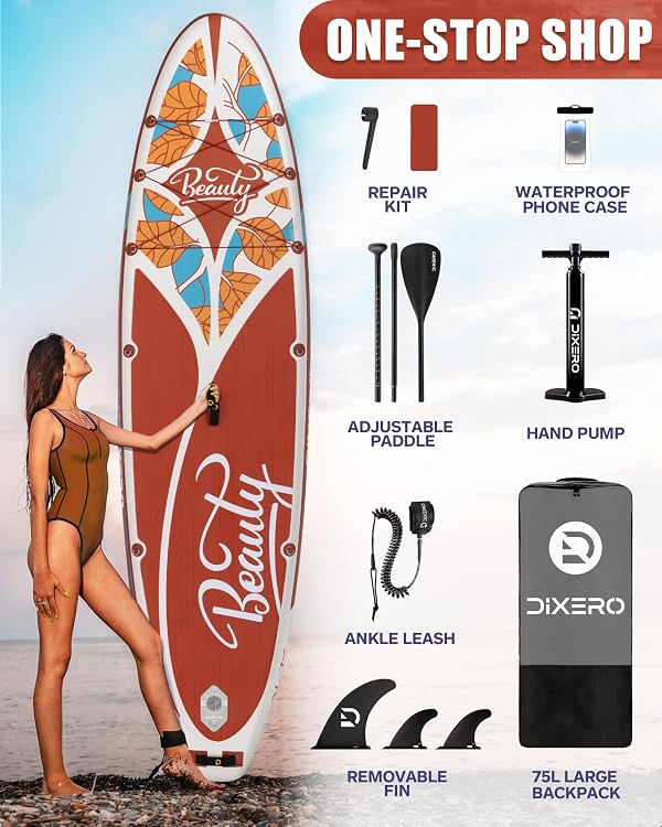 Dixero 11’*33”*6”Inflatable Stand Up Paddle Board for All Skill Levels with Premium SUP Paddleboard Accessories, Adjustable Floating Paddle, Safety Leash, Backpack and Pump by Dixero - Used condition - Image 8