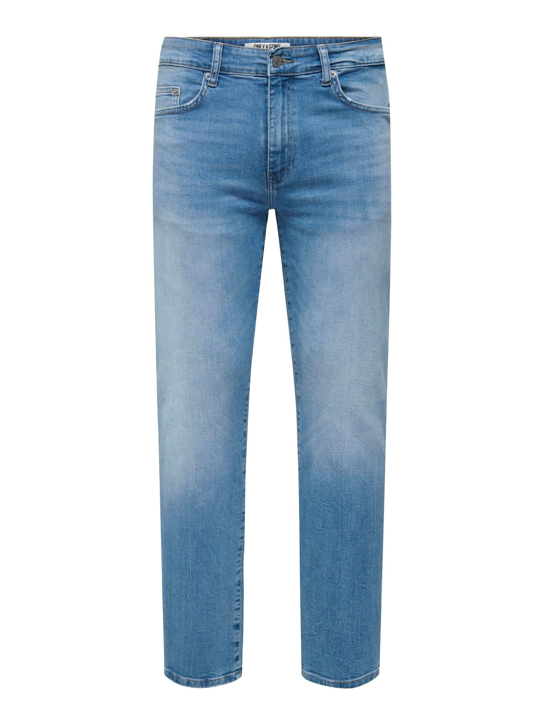 ONLY & SONS Male Slim Fit Jeans ONSWEFT Medium Waist Normal Cut Jeans, Light Medium Blue Denim., 33 W/32 L