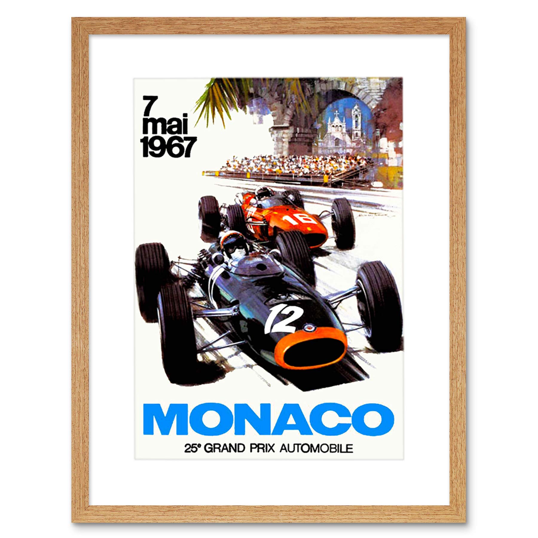 Wee Blue Coo Vintage Monaco 25 Grand Prix 1967 Race Framed Art Print Picture F12X1799