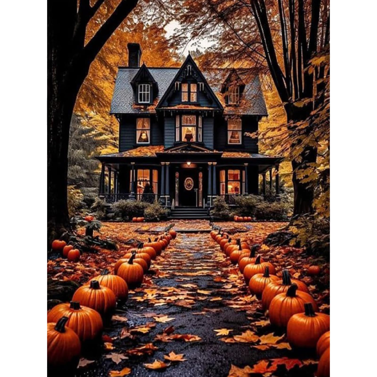 Jakener Haunted House Paint by Numbers Kit for Adults Beginner,Halloween Easy Adult Paint by Number Kits on Canvas DIY Painting for Beginners Art by Numbers for Home Wall Decor 16x20Inch