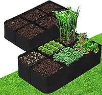 Vista 9 de CJGQ Bolsa de cultivo de jardín de tela elevada de 4x2x1 pies para cultivar hierbas, flores y verduras de 55 galones