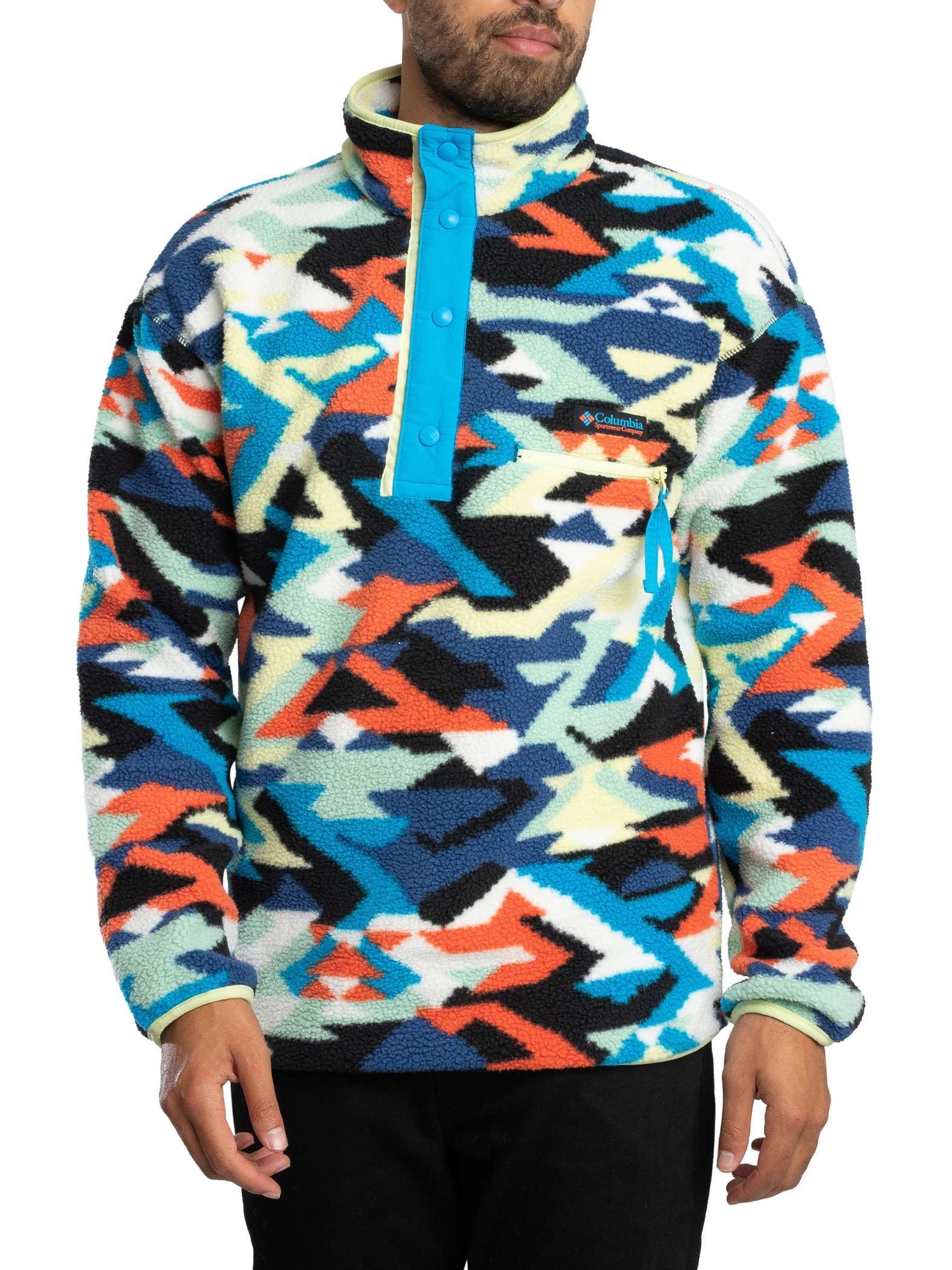 Columbia Men's Helvetia II Printed Half Snap Fleece (Compass Blue Reflections, X-Small)