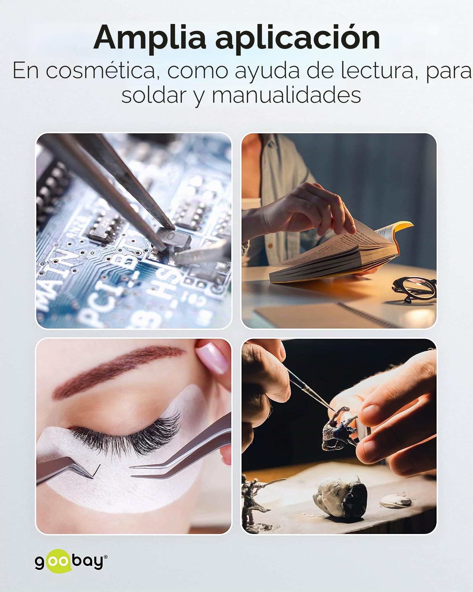 goobay 60360 Lámpara de Aumento LED con Pinza/lámpara de Aumento de plástico / 8 W de Consumo, Temperatura de Color 6500 K/Flujo Luminoso 650 LM/tensión de Servicio 230 V (AC) / Blanco