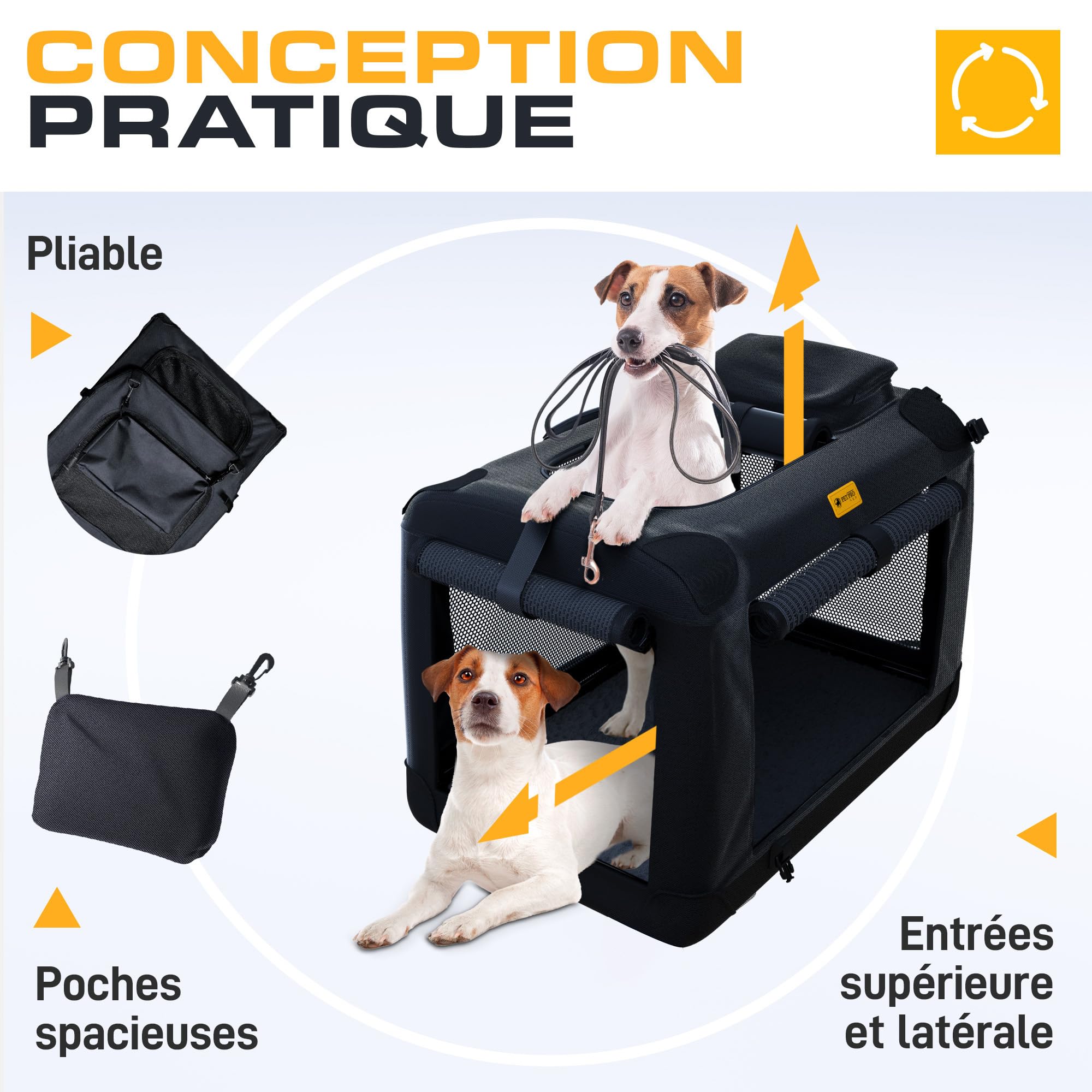 PETPROVED Caisse de voyage pour chien - Cage de transport pour chiens de grande taille - Caisse pliable pour voitures