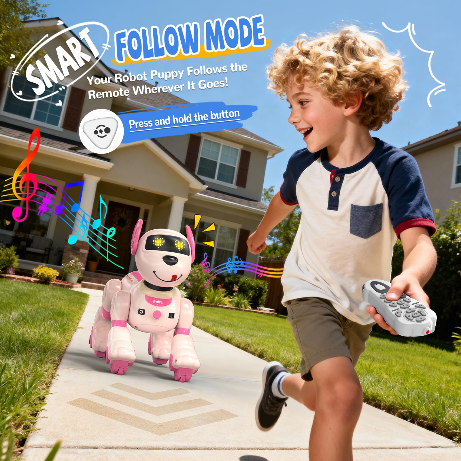 Chien Robot, Télécommande Chien Robot Interactif pour Enfants, Programmable, Contrôle Vocal (Anglais Uniquement) et Contrôle Gestuel, Robot Chien Intelligent Cadeaux pour Garçons Filles