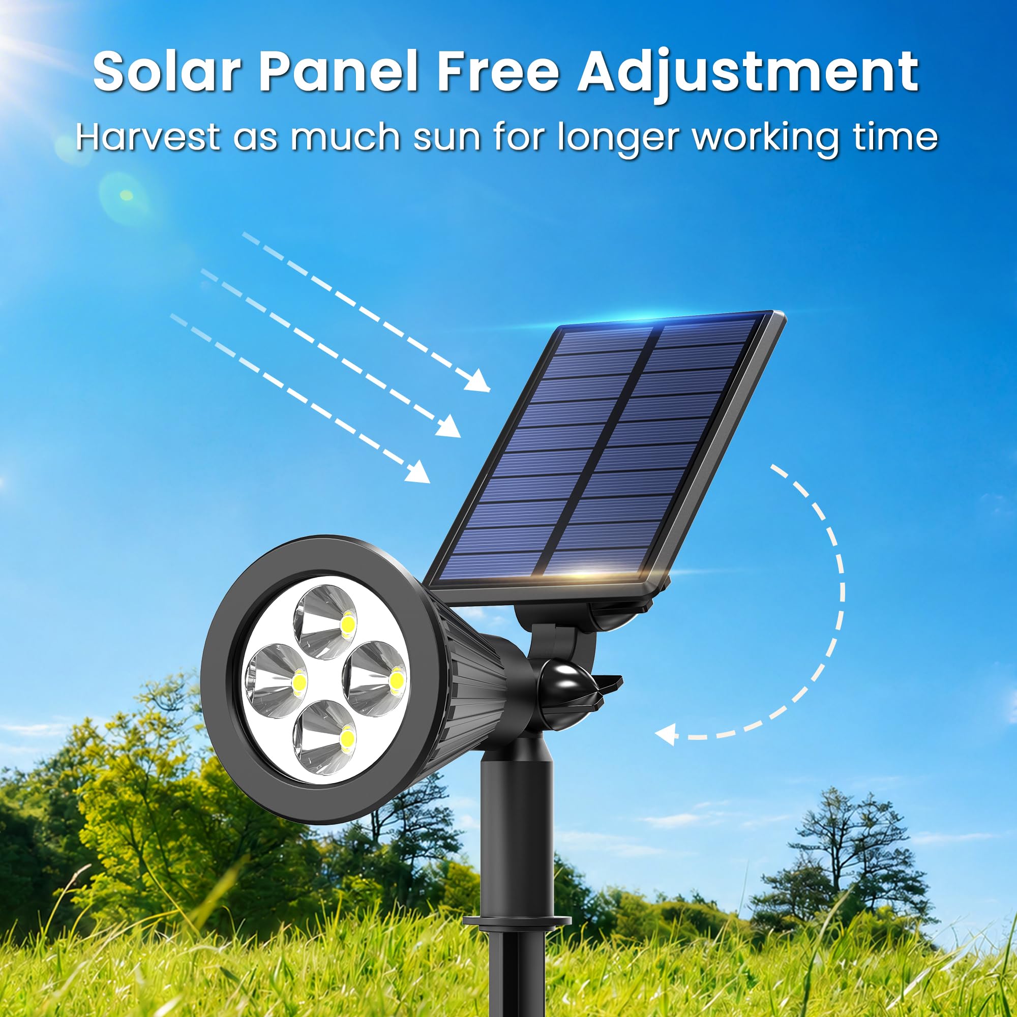 JEJOT Solarleuchten für den Außenbereich, wasserdicht, IP65.6500 K, superhelle LEDs, 2 Beleuchtungsmodi, Solarleuchten für Terrasse, Garten, Landschaftsflagge, automatisches Ein- und Ausschalten