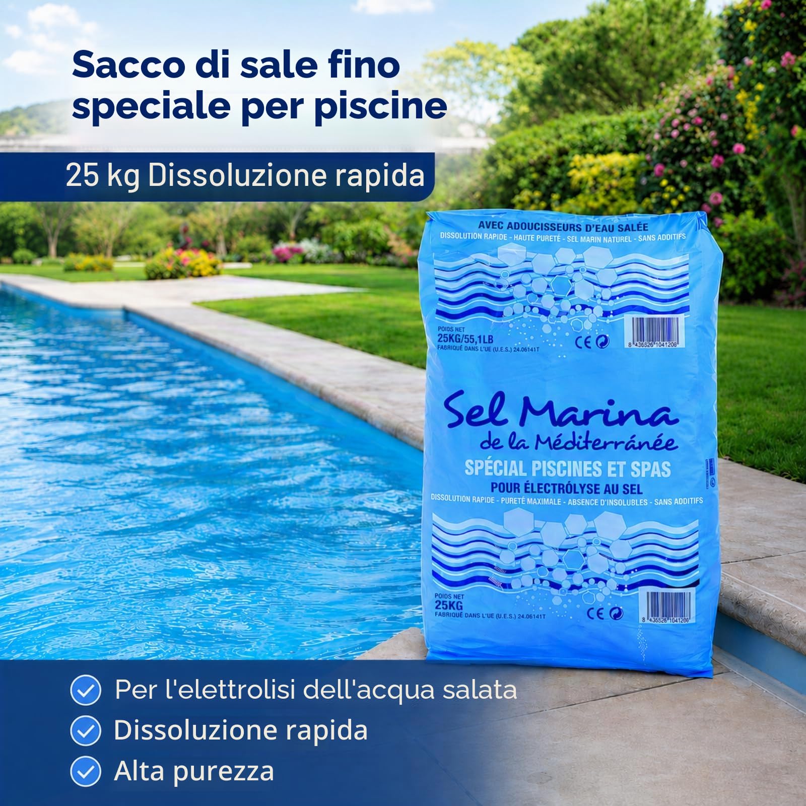 Llofer - Sacco di sale fine per piscina (25 kg di velocità)