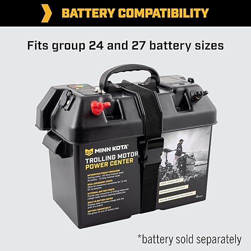 Miniatura 2 de Caja de batería marina Minn Kota Centro de alimentación para cables de motor de pesca con medidor y enchufes de accesorios de 12V