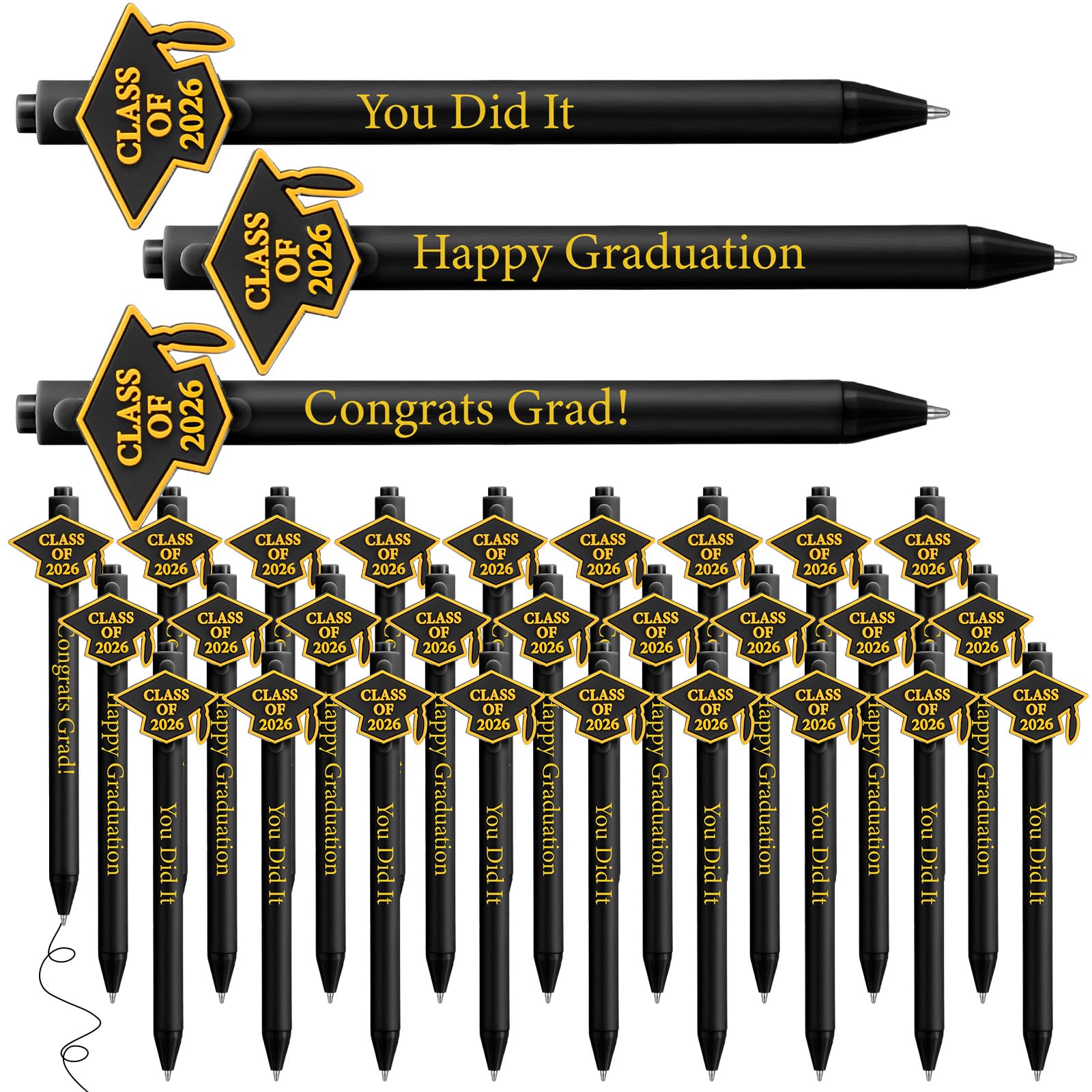 Sayglossy 30 Pcs Class of 2026 Graduation Ballpoints Gifts Bulk Congrats Grad Pens for Party Favor Student Classroom High School College University