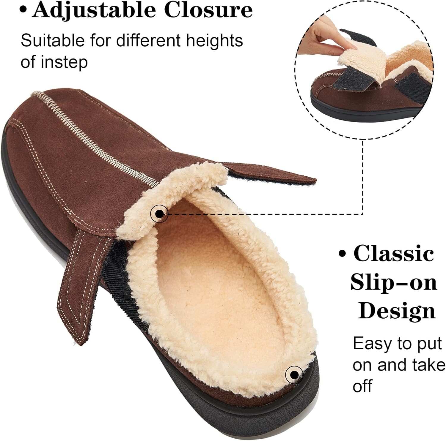 Men's Suede Leather House Slippers Arch Support Non Slip (Size:US 8-US 14.5) - Image 4