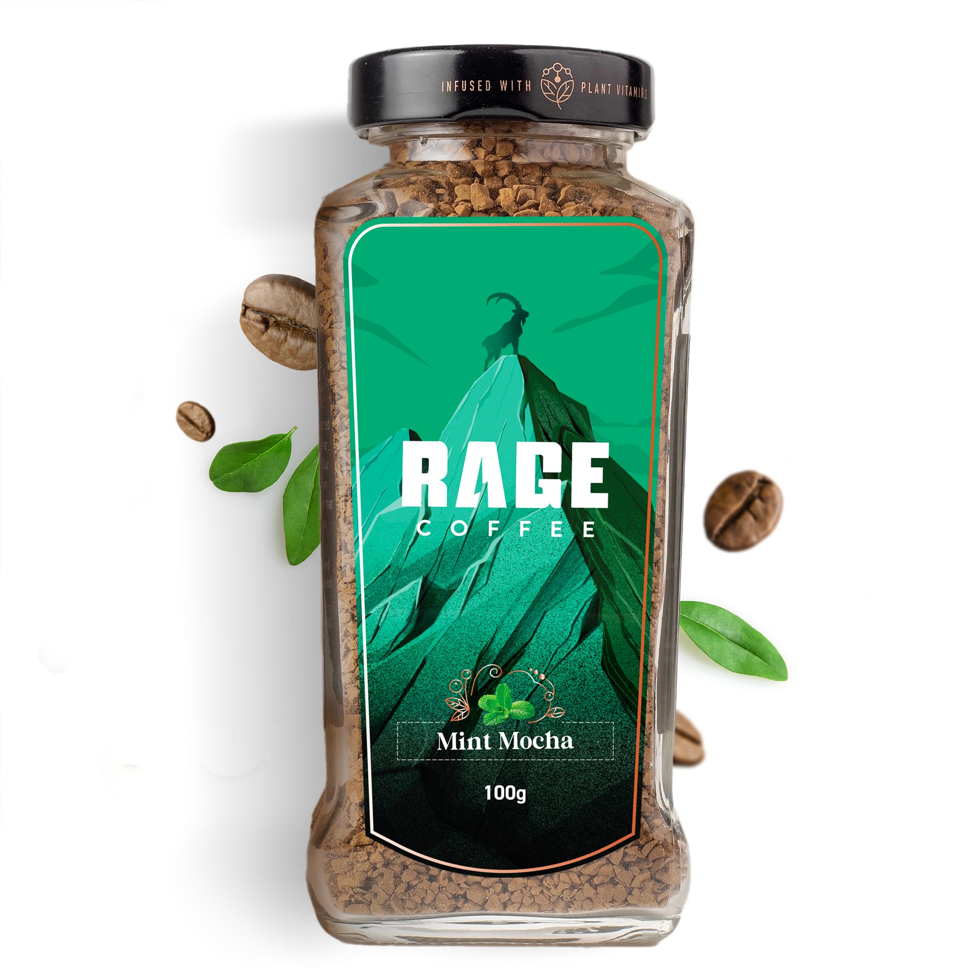 Rage Coffee Mint Mocha Flavoured Instant Coffee with Plant based Vitamins | 100% Arabica beans coffee | Helps in improve Gut health | Hot&Cold coffee - 100g (B08Q46KXKN) Amazon Price History, Amazon Price Tracker