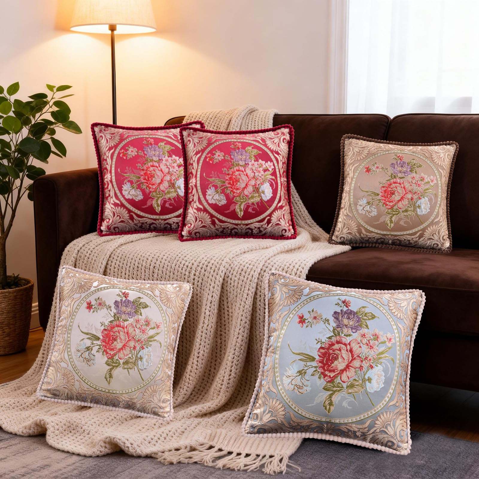 Amazon.com: Qupace Set of 2 White Vintage Embroidered Throw