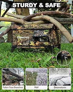 Weatherproof Heated Cat House for Outdoor in Winter, Heated Cat Bed Kitty Shelter with Cat Heating Pad, Insulated & Safe Escape Door, Warm House for Outside Stray Cat(Leaf Color, 12"x16"x16")