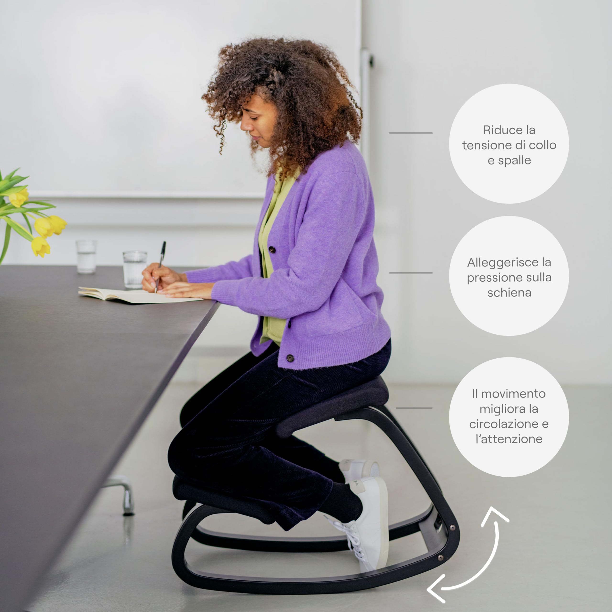 Varier Variable Balans Sedia Ergonomica Legno Naturale/Blu Movimento Naturale Postura Ufficio Casa Studio 10 Anni Garanzia Qualita