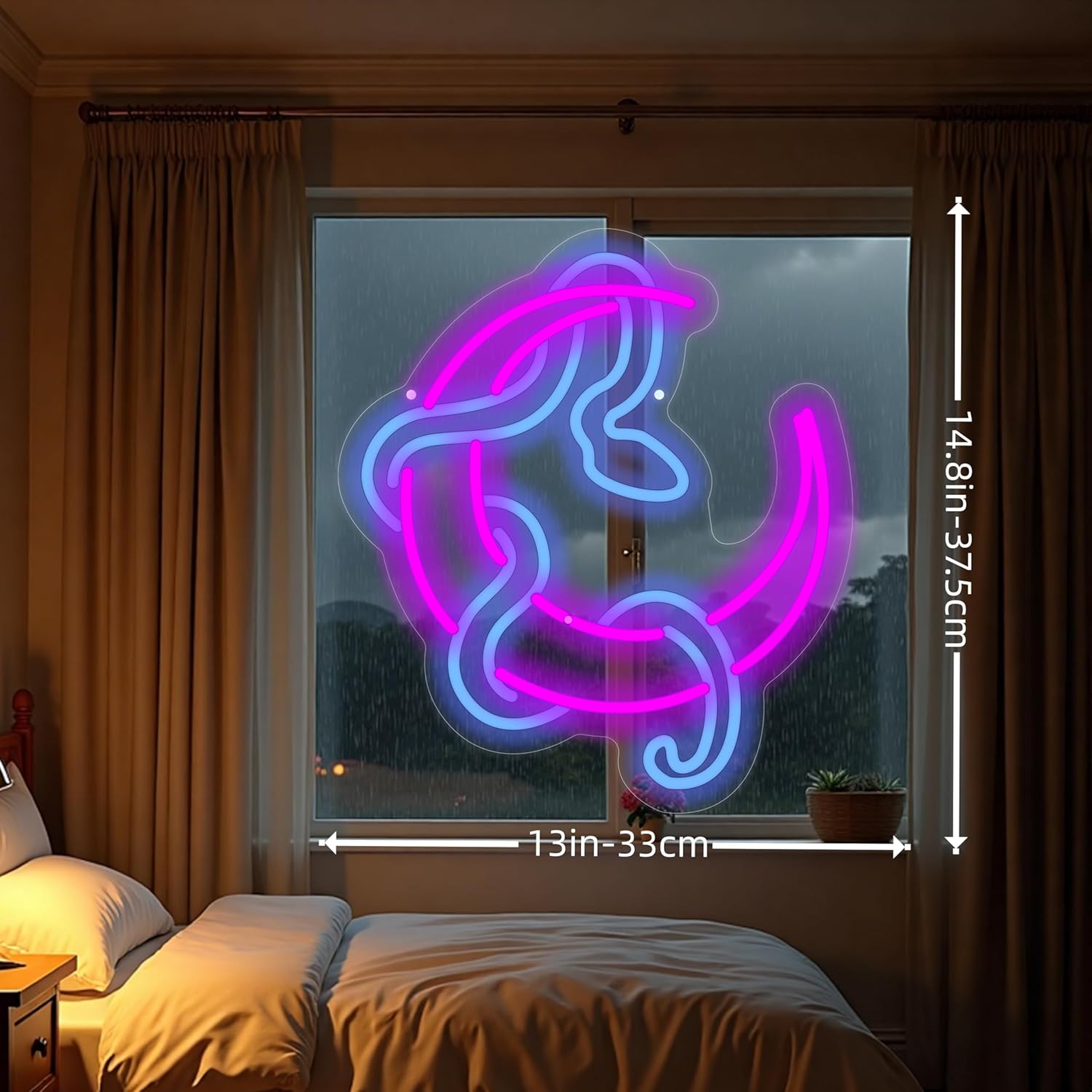 Snake on Moon Neon Sign, Animal Neon Sign, Neon sign Art Bedroom, Snake wall decor, Python Signs For Bedroom Beer Bar Neon Light Sign Hotel Party Club Office Art Lights for Kid Bedroom Man Cave Bar-Purple - Image 3