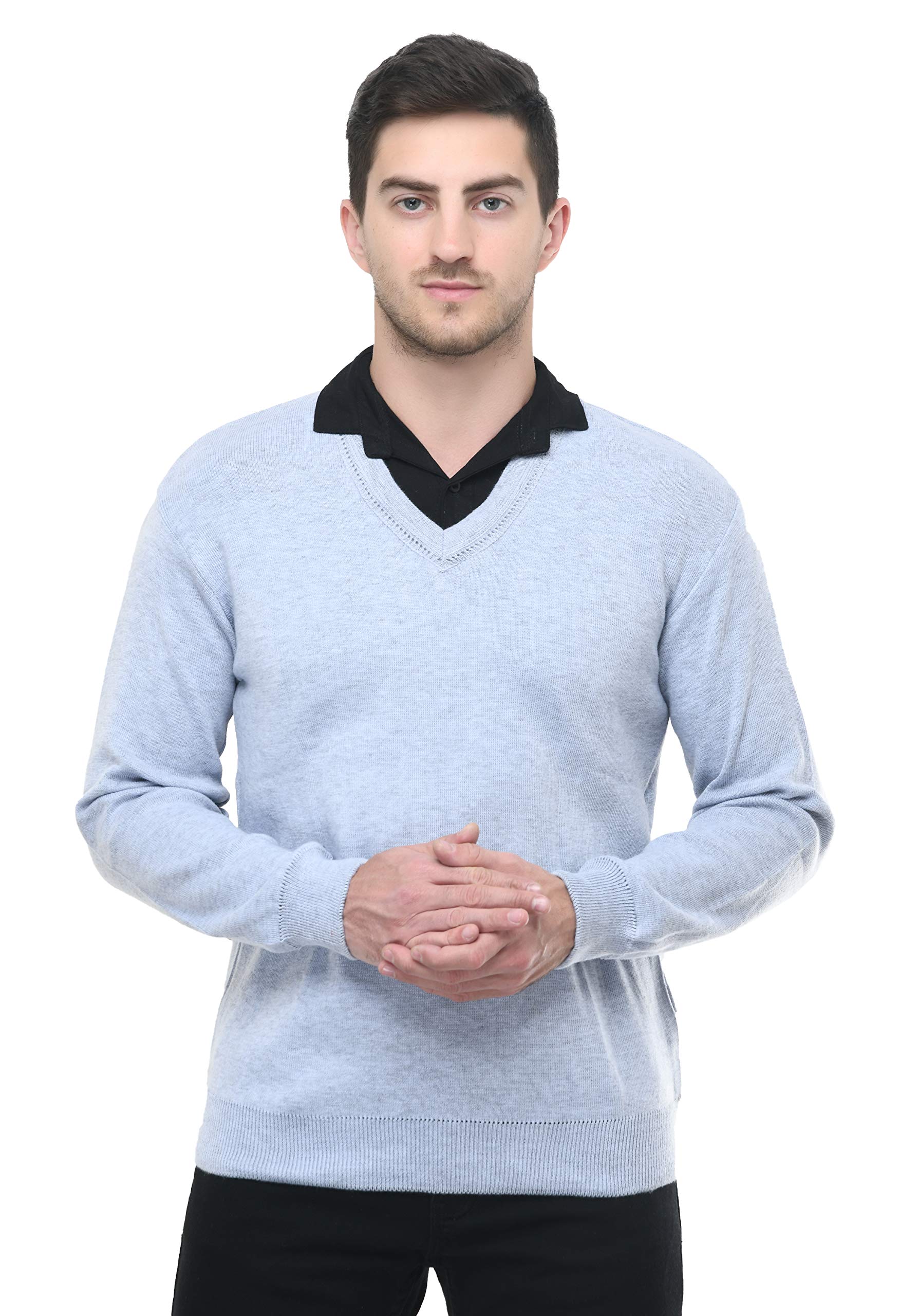 manra Men Pullover V-Neck Solid Plain Full Sleeve Casual Wear Sweater-picture-15