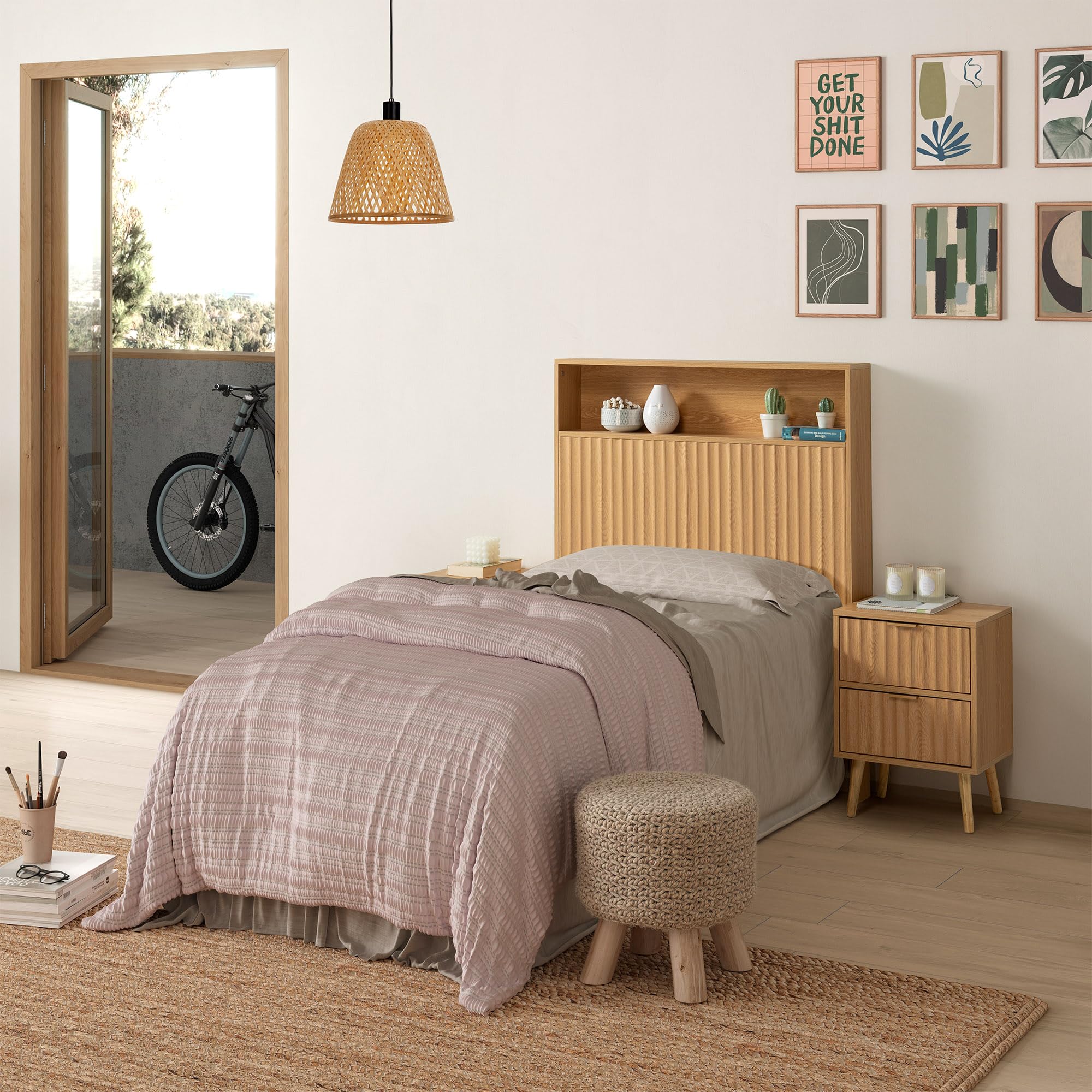 HOMN LIVING Cabecero Lluvia 95 x 120 cm Color Roble