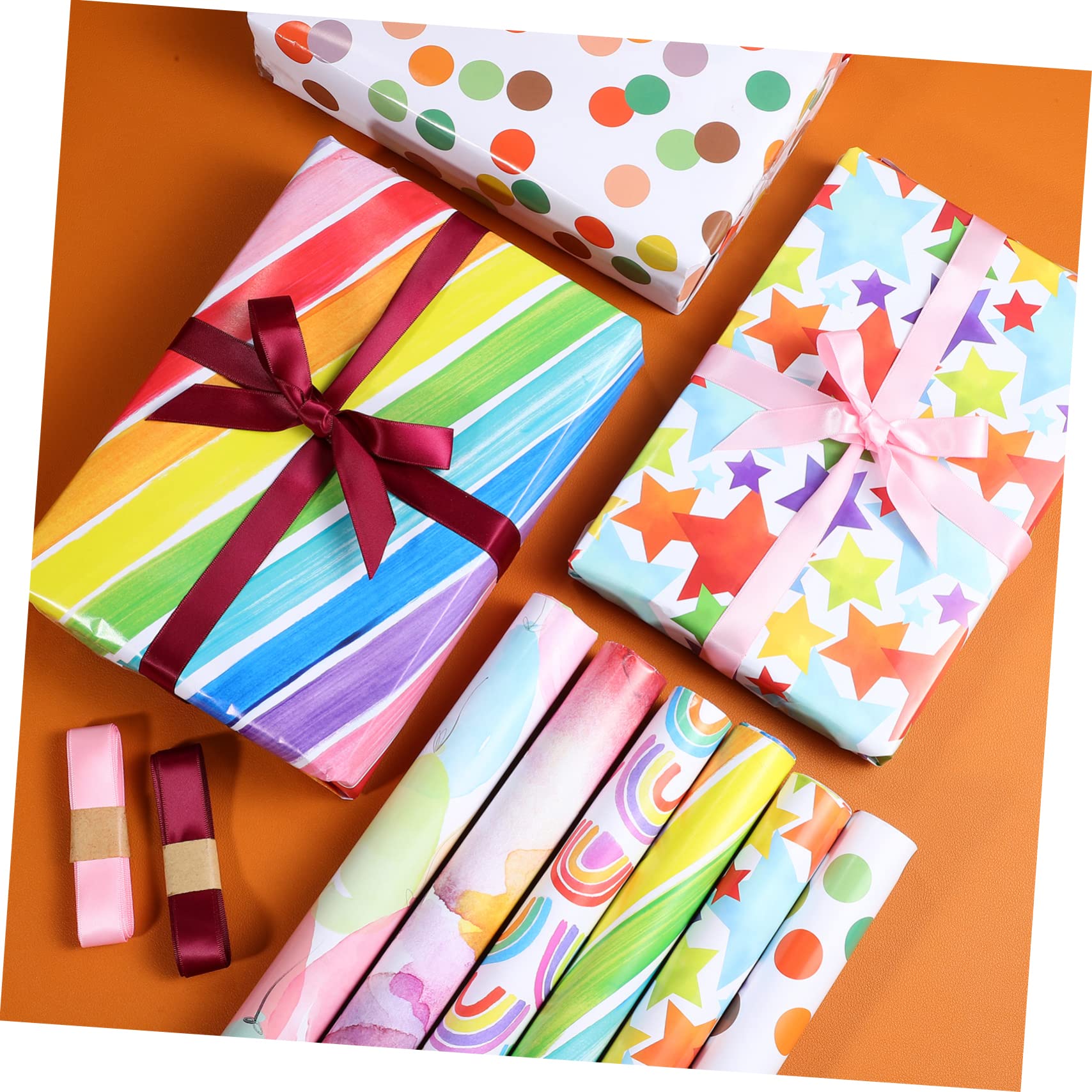 TOVINANNA Rouleaux De Papier Danniversaire 24 Feuilles Avec Rubans Demballage En Papier Danniversaire De 2 M