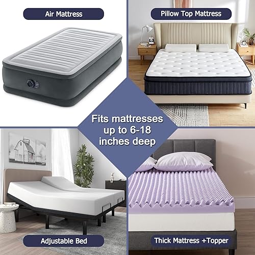 Miniatura 8 de Bedecor Funda de colchón Queen impermeable acolchada y ajustada para colchones tradicionales espuma viscoelástica bolsillo profundo hasta 18