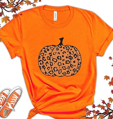 Miniatura 3 de Halloween Pumpkin T-Shirts, Leopard Clothes, Thanksgiving Tees, Halloween Fall Shirt, Autumn Tees, Thankful T-Shirt, Pumpkin T-Shirts For Women and
