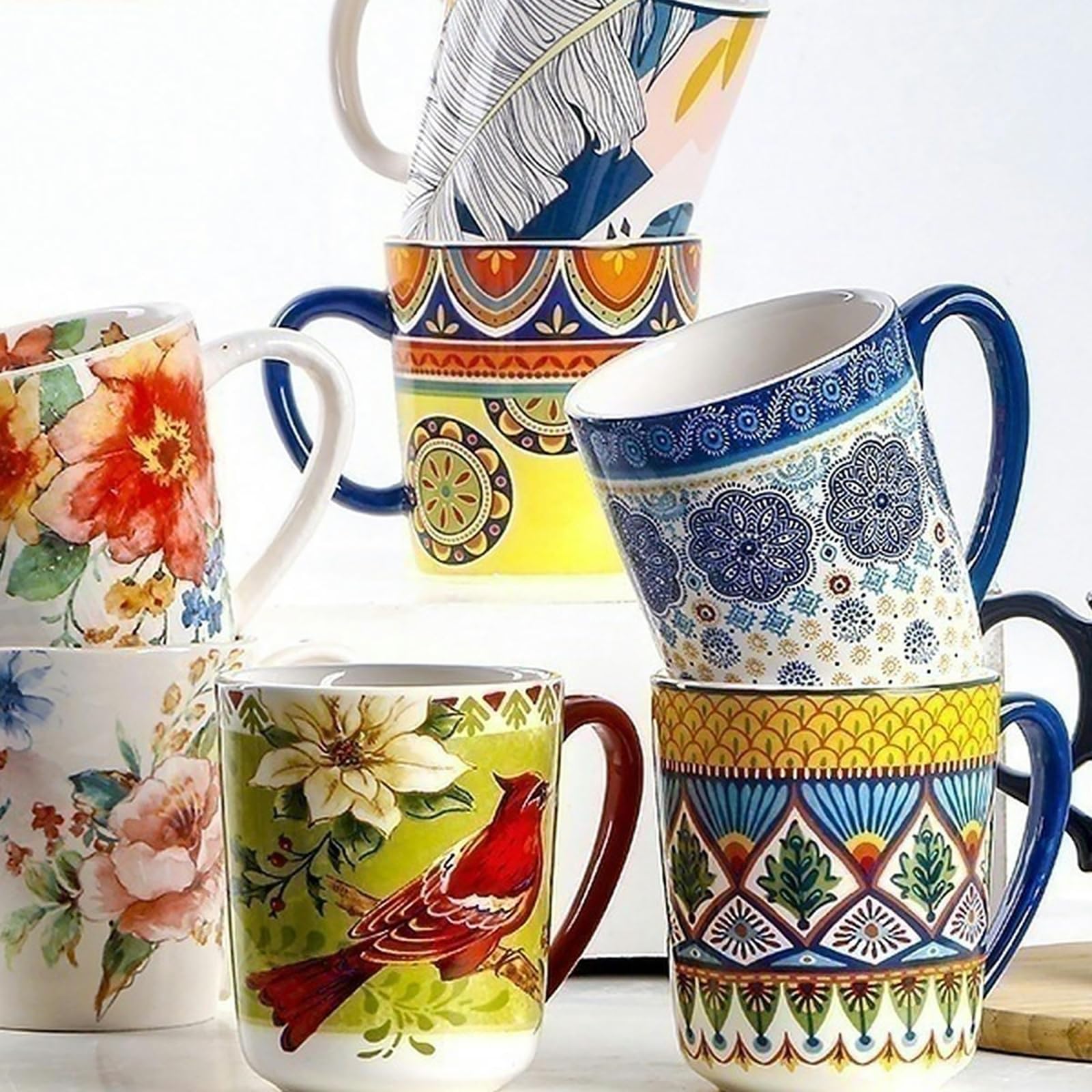 Amazon.com: Large Capacity American Style Personalized Underglaze Colored Ceramic  Mugs, Home Juice Milk Coffee Cups-C-style -500ml/17oz : Home & Kitchen