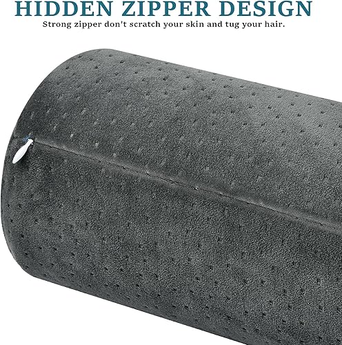 Miniatura 4 de SULICRE 2 fundas de almohada de terciopelo de 18 x 6 pulgadas, con cuello cilíndrico, para dormir, redondas, con cremallera, para almohada