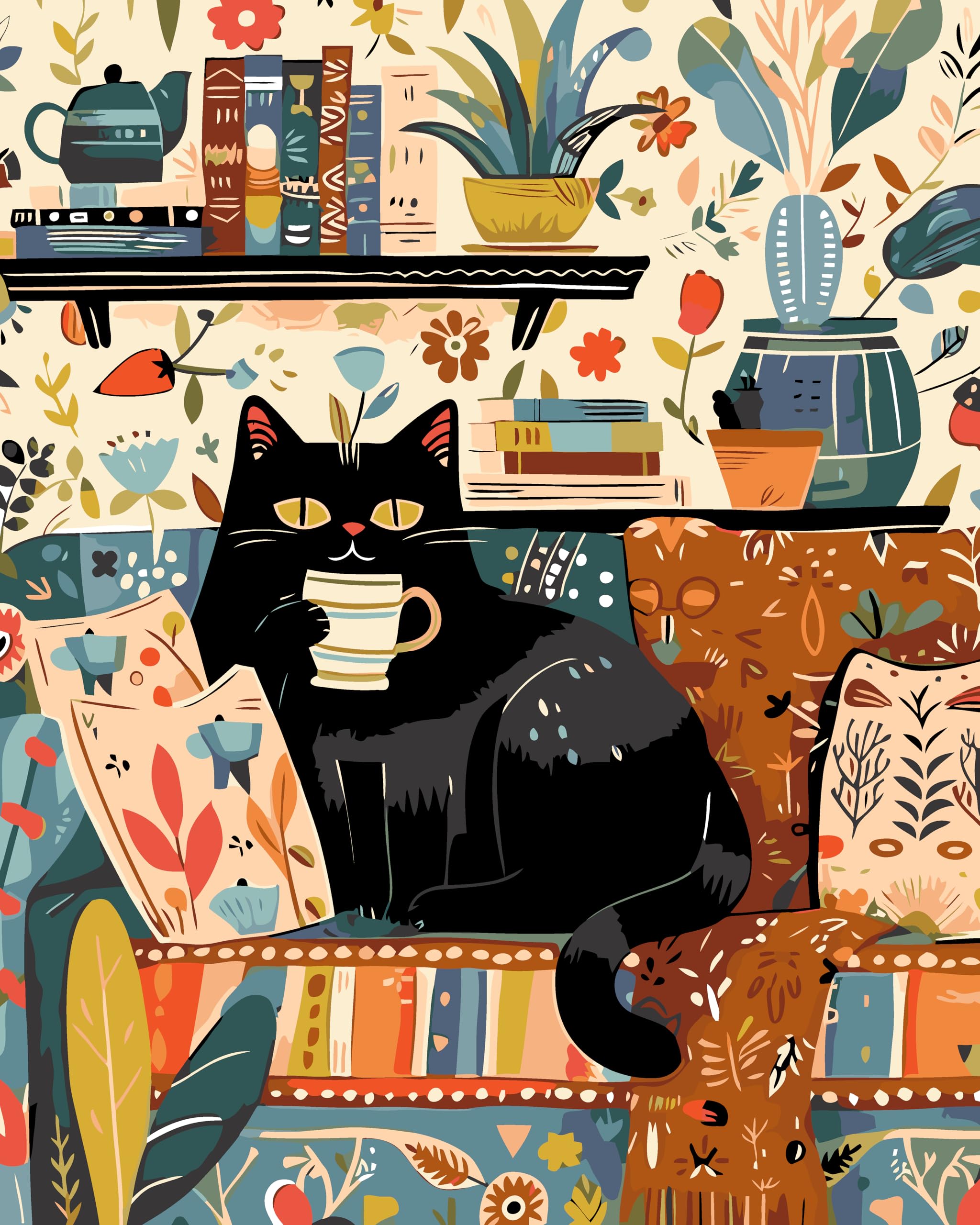 Paint by Numbers Kit - Abstract Cat Painting -12