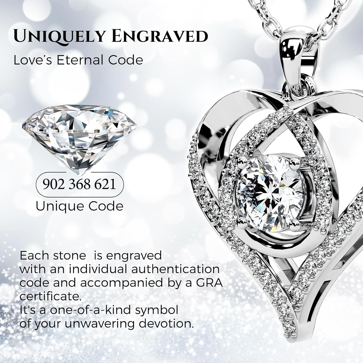 Heart Pendant Necklace for Her Moissanite Lab-Created Gem Jewelry for Women I Love You S925 Sterling Silver Gifts to Wife Girlfriend Mom Daughter Anniversary Birthday Christmas Valentines Day - Image 4