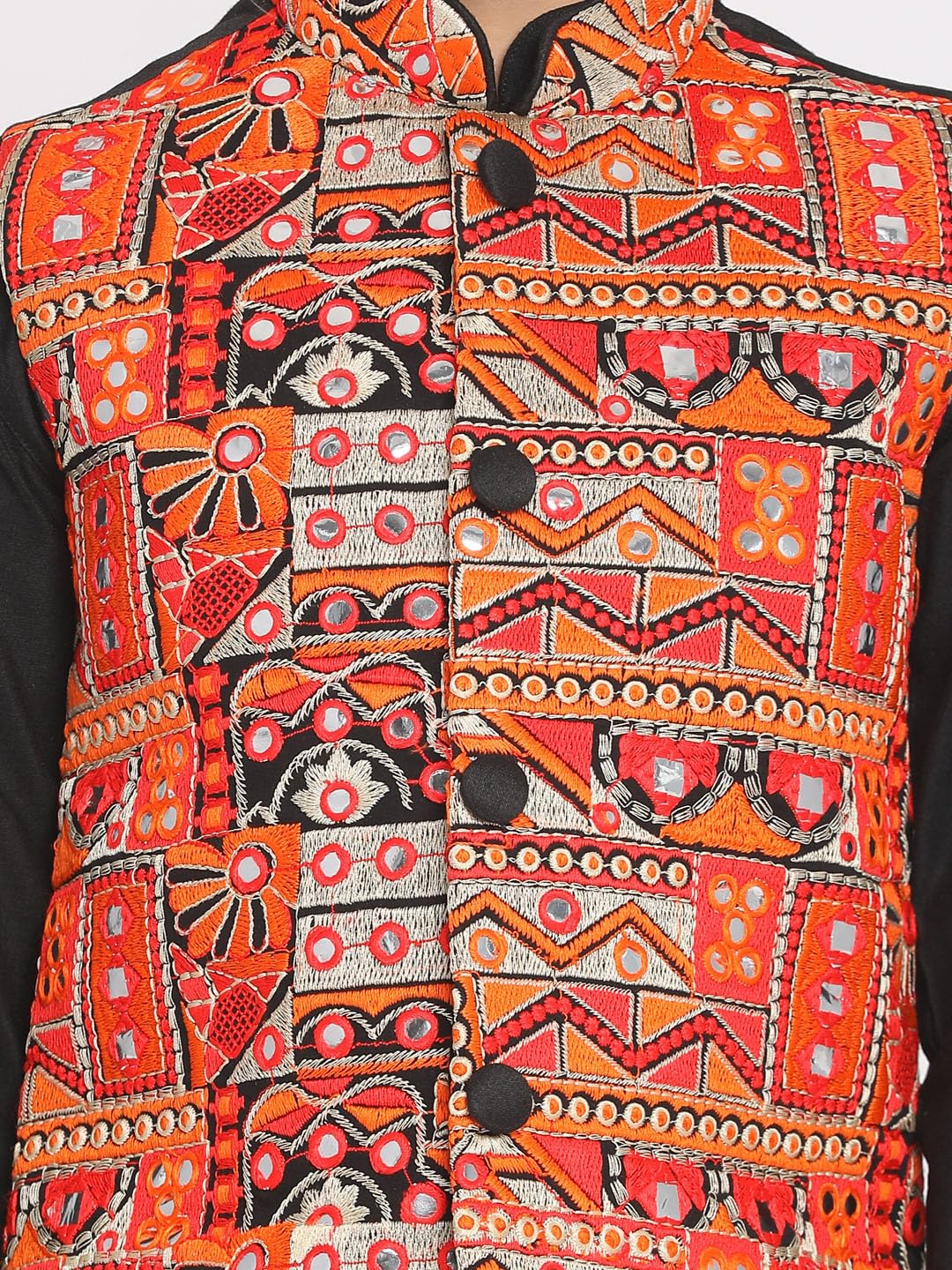 VASTRAMAY Nehru - Giacca da ragazzo Kediyu Kutch Navratri, gilet etnico tradizionale, perfetta per festival, matrimoni e feste