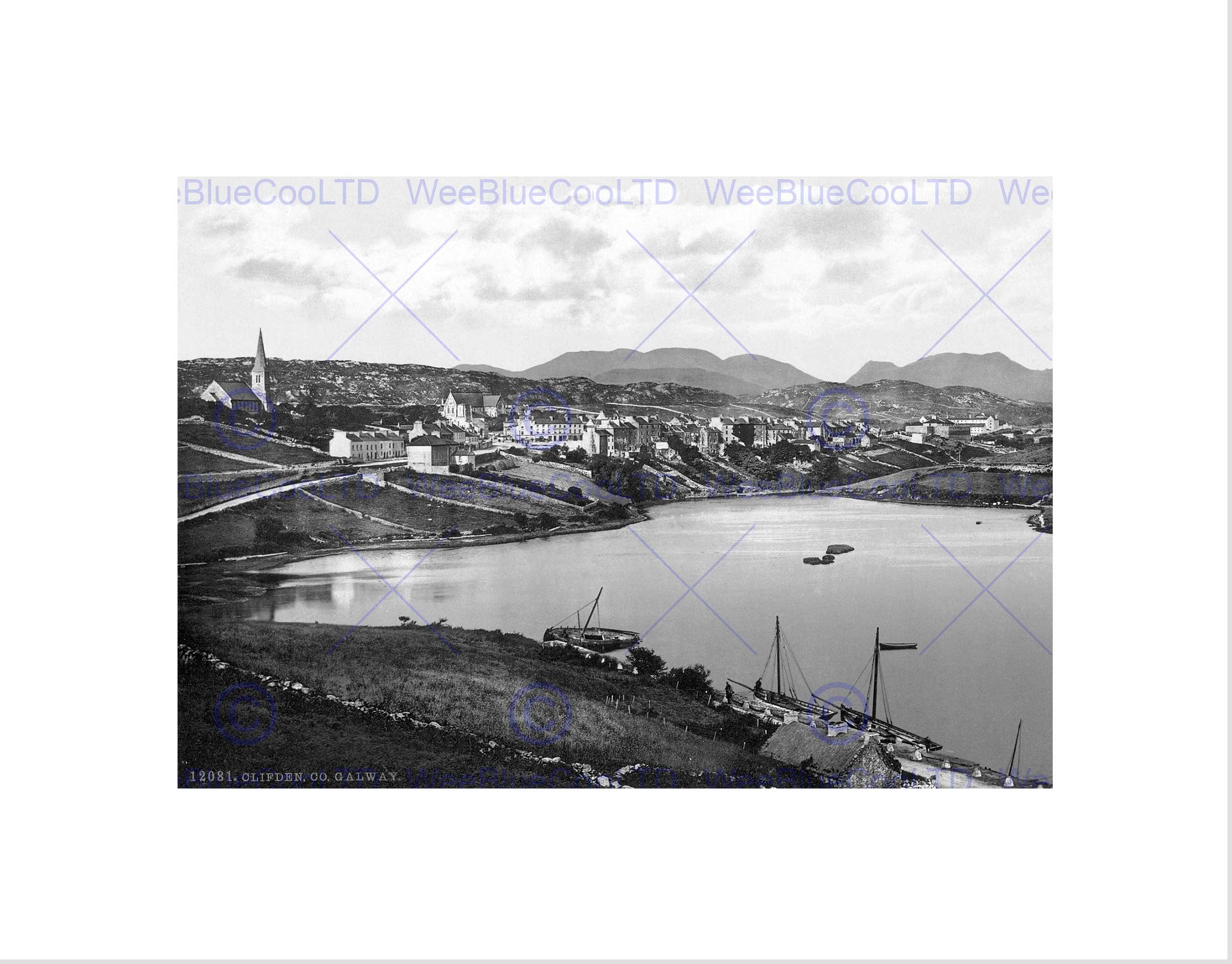 Wee Blue Coo Clifden County Galway Ireland Vintage Old BW Wall Art Print