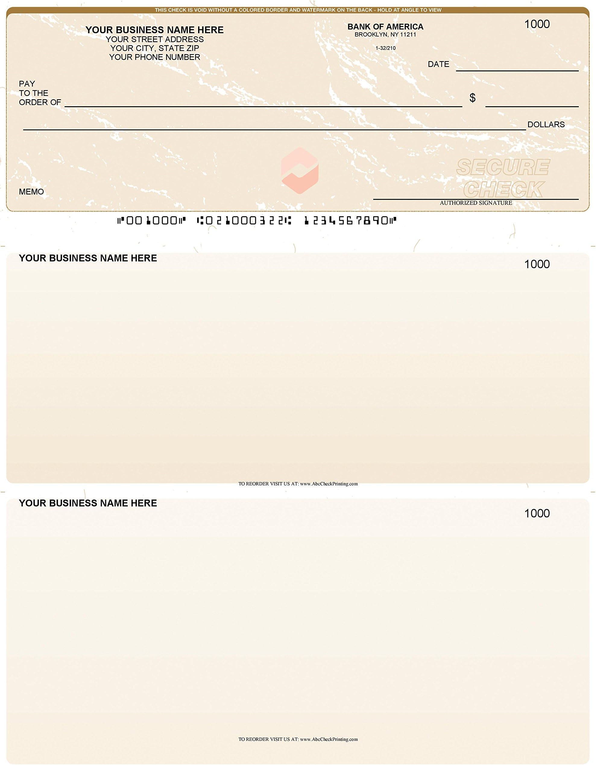 ABC Computer Checks Compatible w/Quick Books, Checks on Top, Gold - 250 Sheets