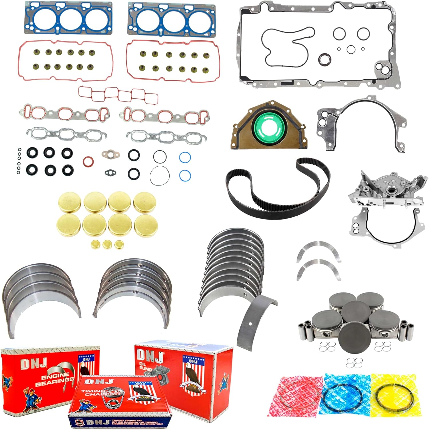 DNJ EK1156M Master Engine Rebuild Kit for 2007-2010 Chrysler, Dodge 300, Avenger, Challenger 3.5L V6 24V SOHC 3497cc