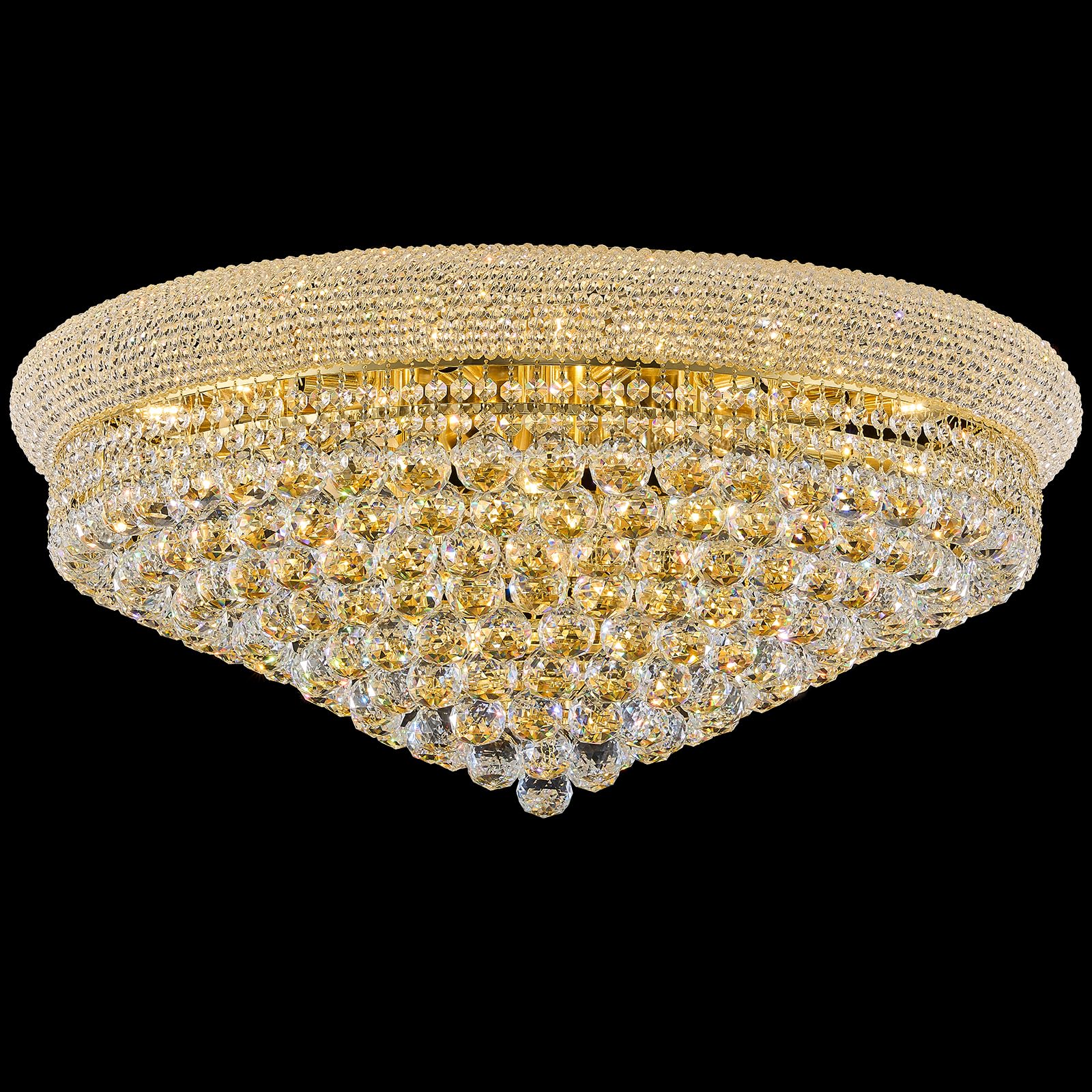 18 - Light Crystal Flush Mount Chandelier Ceiling Light Fixture for Living Room Dining Room Entryway Foyer Gold