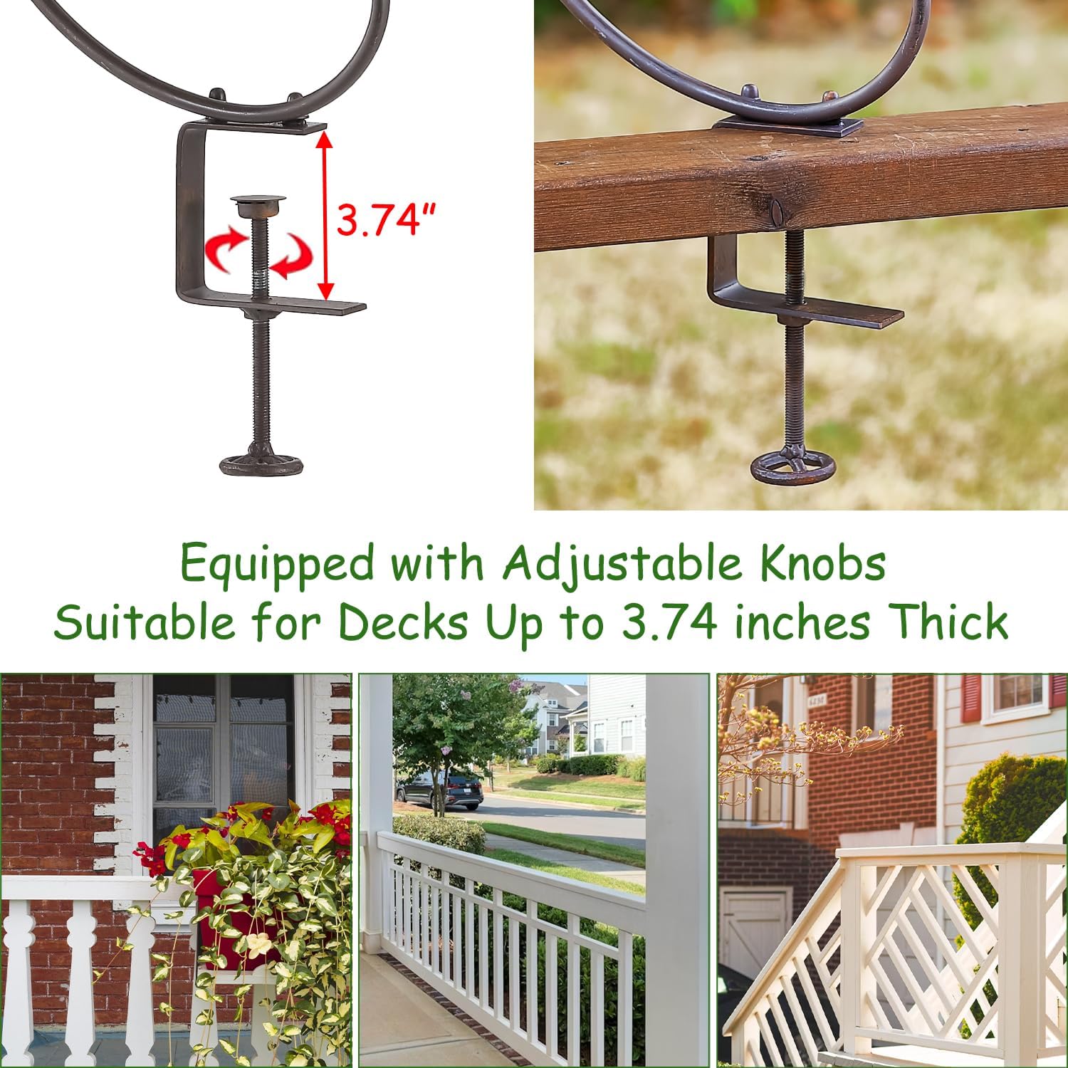 Deck Mounted Bird Feeder and Bath for Railing, Balcony 2-in-1 Outdoor Metal Birdbaths, Adjustable Heavy Duty Clamp for Porch Garden Decor Yard Lawn