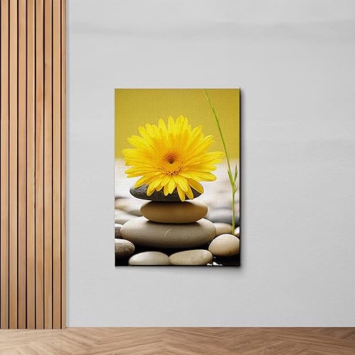 Miniatura 7 de Genius Decor, Modern Yellow Gray Bathroom Wall Art, Decor Zen Flowers, Pictures Canvas Print Relax Soak Unwind, Flower Art, Art prints Rock, yellow