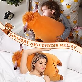 Auspicious beginning 30\'\' Giant Highland Cow Plush Stuffed Animal-Cute Highland Co Plush Body Pillow Plushies, Large Sleeping Soft Stuffed Animal Big Plushie Toy, Birthday Gifts for Kids Girls Boys