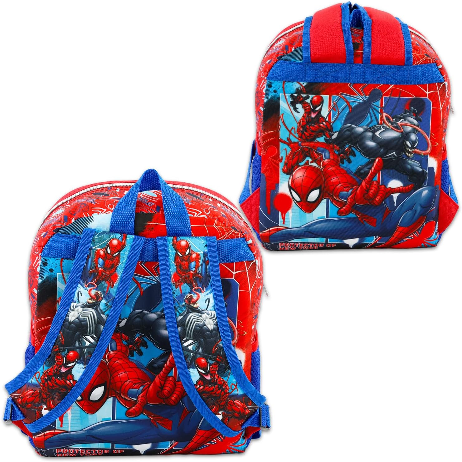 Marvel Spiderman Mini Backpack for Kids - Bundle With Superhero 12" School Bag, Water Bottle, Stickers, More | Spiderman and Venom Travel Bag for Boys