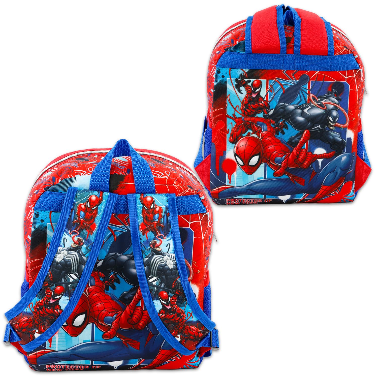 Marvel Spiderman, mini zaino per bambini – Bundle con supereroe 30,5 cm, borsa da scuola con bottiglia d'acqua, adesivi, molto altro | Borsa da viaggio per ragazzi Spiderman e Venom