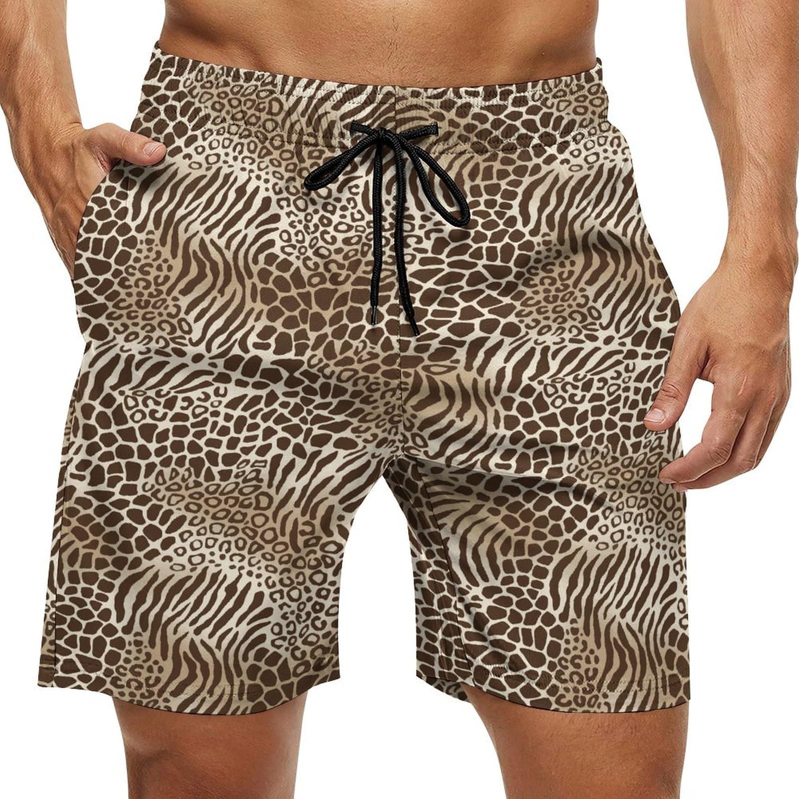 Amazon.co.jp: 水着 メンズ ヒョウ柄 レオパード柄 サーフパンツ 夏