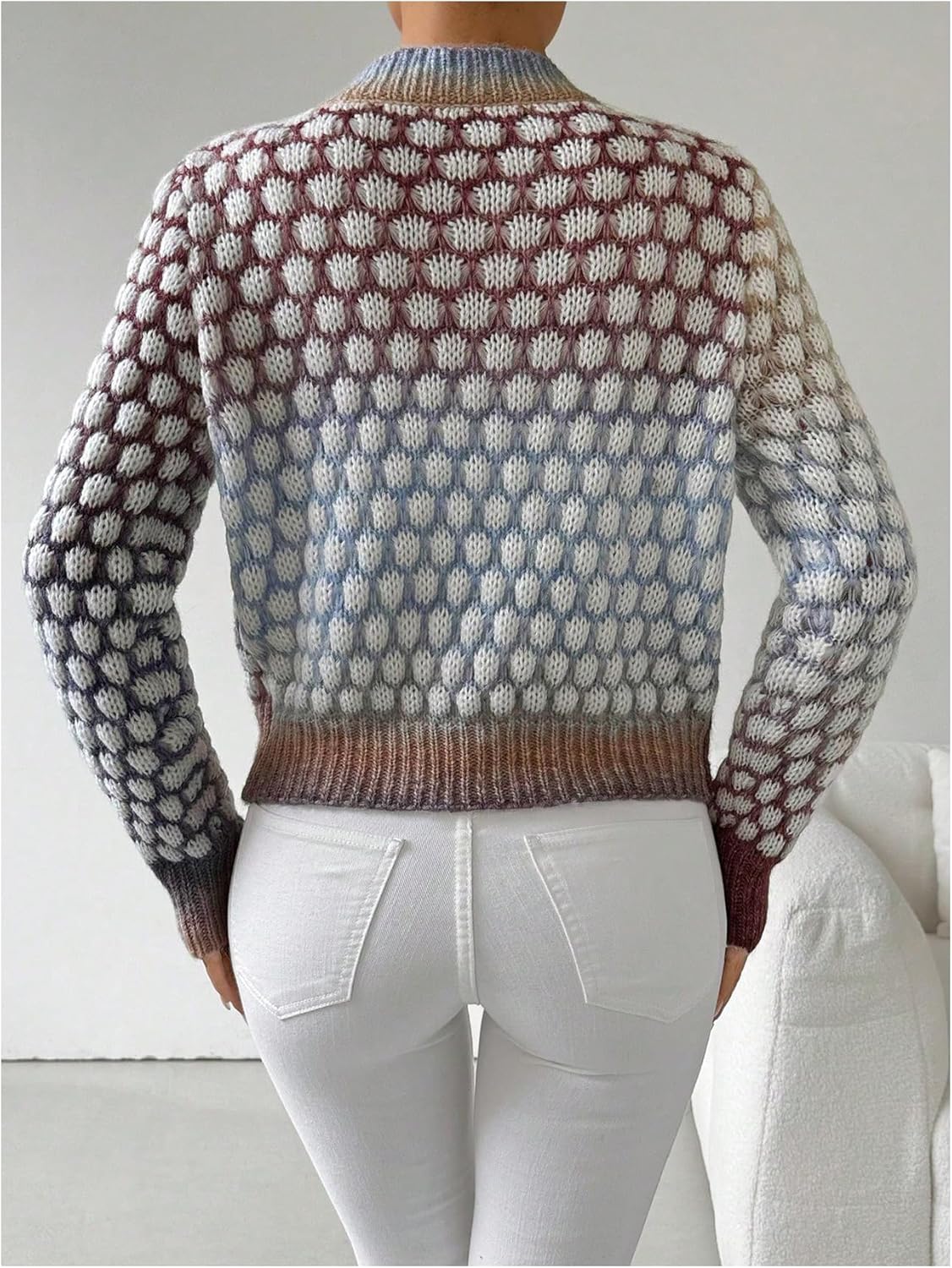 GORGLITTER Women's Button Up Colorful Cropped Cardigan Fall Clothes Cute Trendy 2025 Knit Tweed Sweater Jacket - Image 3